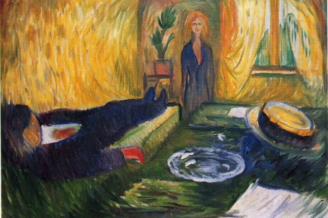 (Por el lecho de muerte (Fiebre) I) - Edvard Munch, 1915